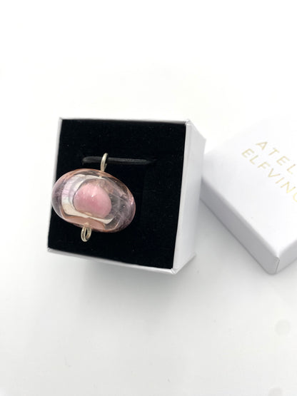 Halsband silver och lampworkpärla.